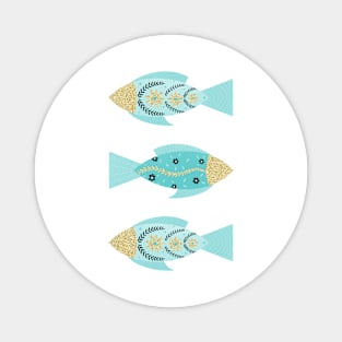 Turquoise and gold floral fishes Magnet